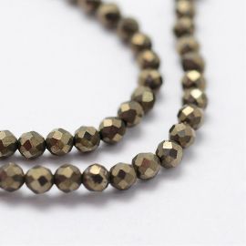 Looduslikud püriidist helmed 2 mm., 1 haru