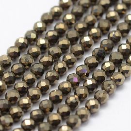 Natural Pyrite beads 2 mm., 1 strand AK1734