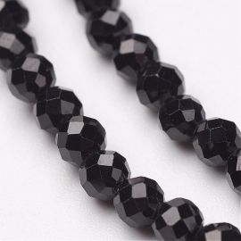 Natural Black Spinel pebbles 3.5-4 mm., 1 strand AK1750