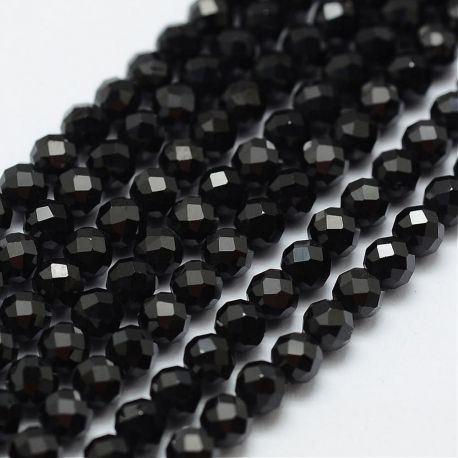 Natural Black Spinel Pebbles 3 mm., 1 strand AK1751