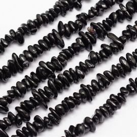 Natural Black Spinel chips 4-12x4-12 mm., 1 strand