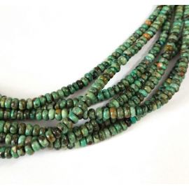Natürliche afrikanische türkisfarbene Perlen 4x2,5 mm, 1 Strang für schlüsselblau-grünlich mit beigen Einschlüssen