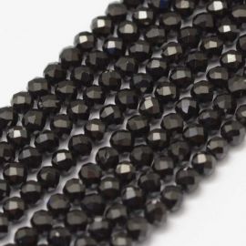 Natural Black Spinel Pebbles 2 mm., 1 strand AK1713