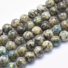 Dabīgās K2 granīta-Jaspio-Azurīta pērles 8 mm., 1 dzīsla