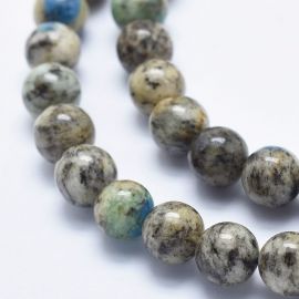 Dabīgās K2 granīta-Jaspio-Azurīta pērles 8 mm., 1 dzīsla