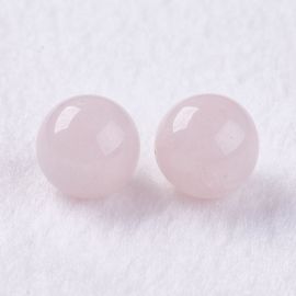 Daļēji izurbtas dabīgas rozā kvarca pērles 8 mm. 2 gab., 1 soma AK1749