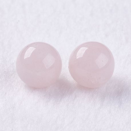 Semi-drilled natural Pink Quartz beads 8 mm. 2 pcs., 1 bag AK1749