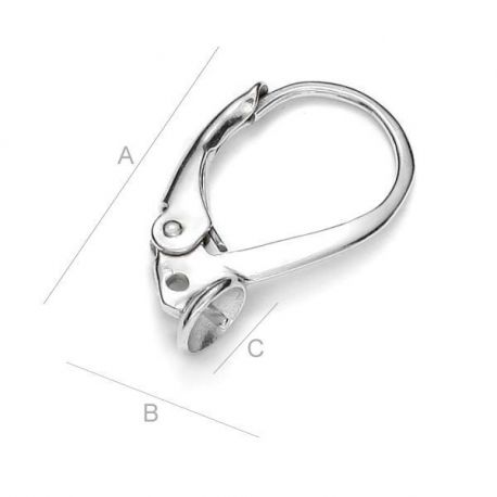 Ohrhaken für halbgebohrte Perle 925 17x10 mm. 1 Paar SID0086