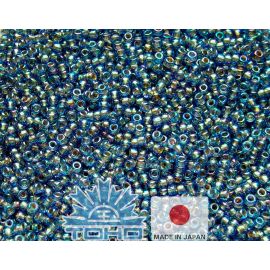 TOHO® Seed Beads Gold-Lined Rainbow Lt Sapphire 11/0 (2.2 mm) 10 g.