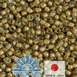 TOHO® Samenkügelchen Innenfarbe Topas / Lt Grau ausgekleidet 11/0 (2,2 mm) 10 g, 1 Beutel für Braun-Gelb