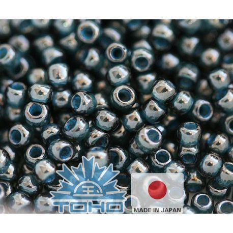 TOHO® Samenperlen Transparent-glänzendes Smaragdgrün / Jeansblau 11/0 (2,2 mm) 10 g. TR-11-374