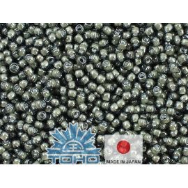 TOHO® Biseris Inside-Color Black Diamond/White-Lined 11/0 (2,2 mm) 10 g. TR-11-371