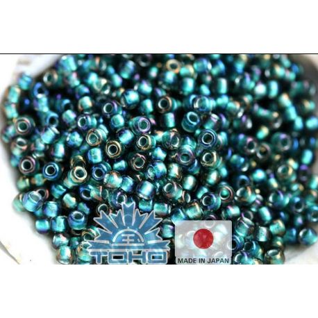 TOHO® Biseris Inside-Color Crystal/Metallic Teal-Lined 11/0 (2,2 mm) 10 g. TR-11-270