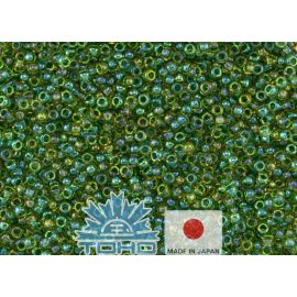 TOHO® seemnehelmed sisevärviga läige Jonquil / smaragdiga vooderdatud 11/0 (2,2 mm) 10 g. TR-11-242