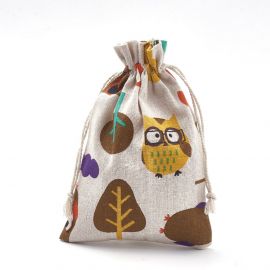 Polüesterpuuvillased dekoratiivsed kinkekotid "Öökullid" 4 tk, 18x13 cm, 1 pakk