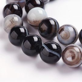 Dabīgās svītrainās ahāta pērles 1 gab., 16 mm