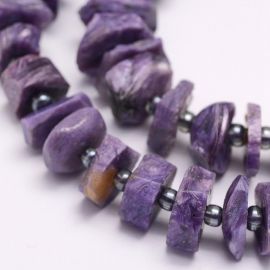 Natural Charoite beads 4 pcs, 9-18x2-5 mm, 1 bag