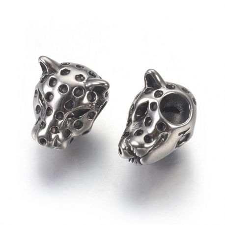Edelstahl 304 Box "Leopardenkopf" 1 Stk., 14x10x10,5 mm II0476