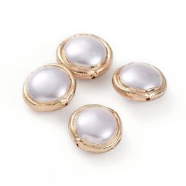SHELL pearl bead with metal edging 16x9 mm 1 pcs SH0070