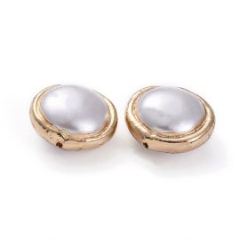 SHELL pērļu pērle ar metāla apmalēm 16x9 mm 1 gab