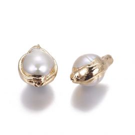 Natūralus Keshi perlas paauksuotas 15-23x12-13x10-12 mm 1 vnt SH0074