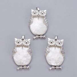 Natural shell pendant "Owl" 43x27x9 mm 1 pcs