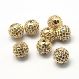Brass spacer with rhinestones 9.5-10 mm 1 pcs