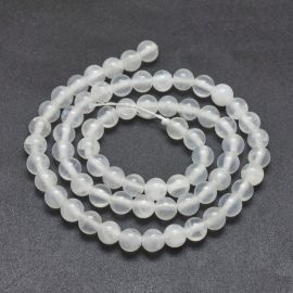 Natūralūs Selenito karoliukai, 6 mm, 1 gija