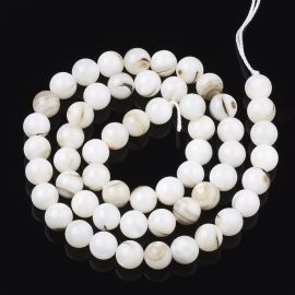 Natural shell beads, 7.5 mm, 1 thread