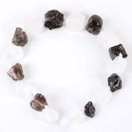 Dabiski oļi - Rhinestone and Smoky quartz nuggets, 13-40x10-26x10-23 mm, 1 strand