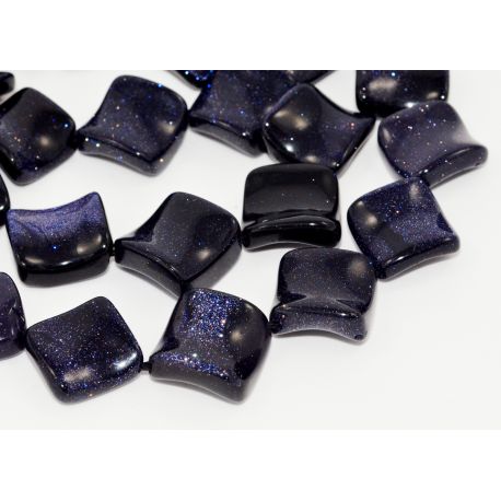 Cairo night beads dark blue, glossy, diamond shape, rolling 15 mm