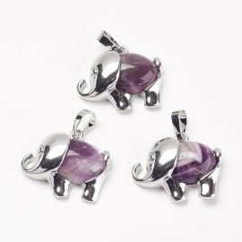 Dabīgais ametista kulons "Elephant", 27x22x8 mm, 1 gab