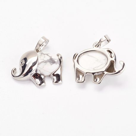 Natürlicher Houlite Anhänger "Elefant", 27x22x8 mm, 1 Stck PK0063