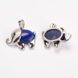 Dabiskie Lapis Lazuli kuloni "Ziloņi", 27x22x8 mm, 1 gab PK0060