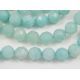 Amazonite stone beads greenish-blue, round shaped, ribbed 6 mm