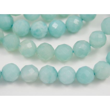 Amazonite stone beads greenish-blue, round shaped, ribbed 6 mm