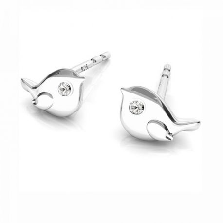 Серьги «Птицы» с кристаллами Сваровски 925 11х8 мм. 1 пара SID0145