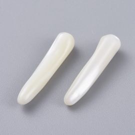Halbgebohrte natürliche MUSCHELPERLEN 23 – 25 x 5 mm, 2 Stk.