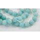 Amazonite stone beads greenish-blue, round shaped, ribbed 8 mm