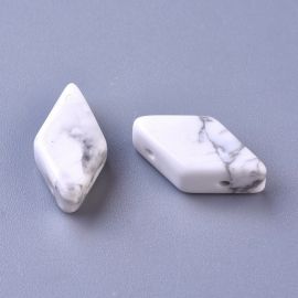 Natürliche Houlit-Perlen für Halskettenschmuck Weiß mit grauen Einsätzen Größe 17-22x9-1