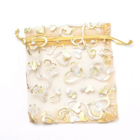 Organza kotid südametega 9x7 cm 5 tk. DEKO329