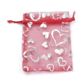 Organzas maisiņi ar sirsniņām 9x7 cm 5 gab. DEKO328