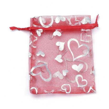 Organza kotid südametega 9x7 cm 5 tk. DEKO328