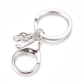 Metal key rings with chain and carbine chain ~ 25x7 mm 4 sets. MD2311