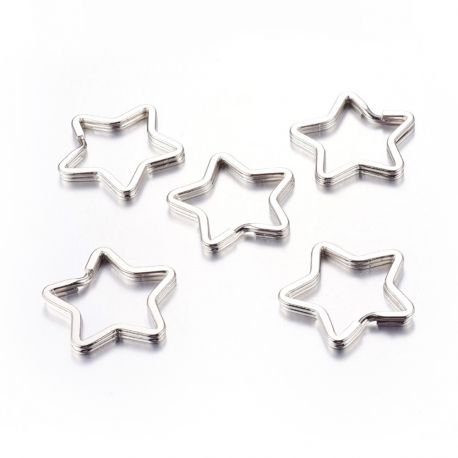 Metal key rings "Stars" 34x3 mm 5 pcs. MD2321