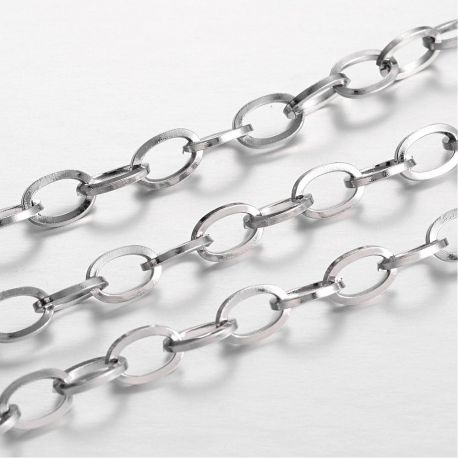 Nerūdijančio plieno 304 grandinėlė 7x4,5x0,8 mm ~10 metrų MD2325