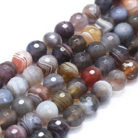 Natürliche Botswana Achat Perlen für Halsketten für Schmuck sind bunt. Braun-grau-weiß Größe 8 mm
