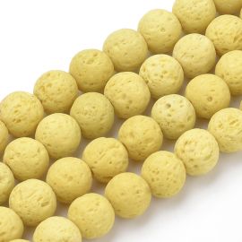 Natürliche Lava Perlen für Halskette Armbänder für Schmuckmalerei. Gelbe Größe 8-8 5 mm Form