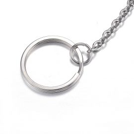 Stainless steel 304 key rings with chain for necklaces for jewelry Gray size 25x2 mm