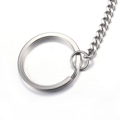 Stainless steel 304 key ring with chain 30x2 mm 4 pcs. MD2316